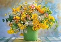 Пазл Castorland, C-104567, Весняні квіти у зеленій вазі, 1000 деталей C-104567